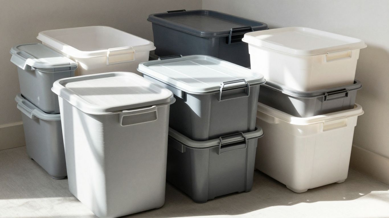 Stack of reusable plastic moving boxes